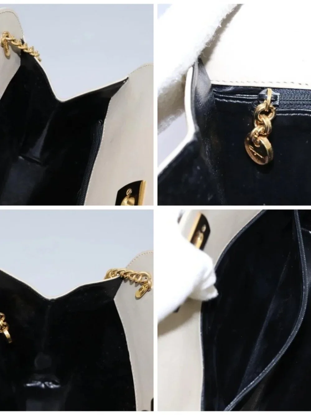 Salvatore Ferragamo Gancini Chain Shoulder Bag Suede Beige Gold Auth MY113